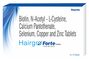 Hairgro Forte Tablet Fourrts Pharmaceutical product to prevent hair loss and promote hair growth